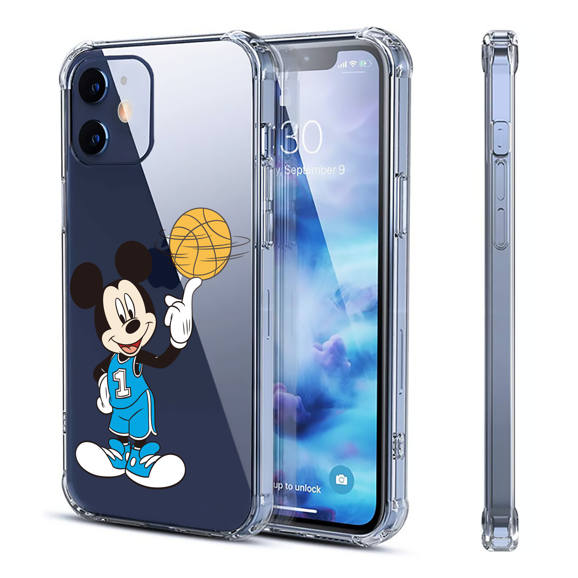 （画像用） ミッキーマウス Mickey Mouse 【iPhone 12シリーズ対応】透明スマホケース（クリアソフトケース）